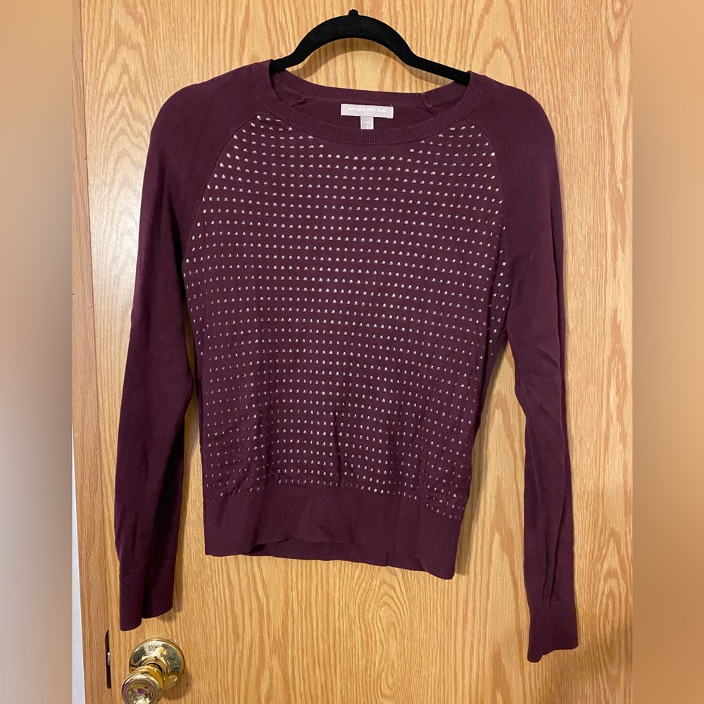 Banana Republic Women's Studded Crewneck Sweater in Plum